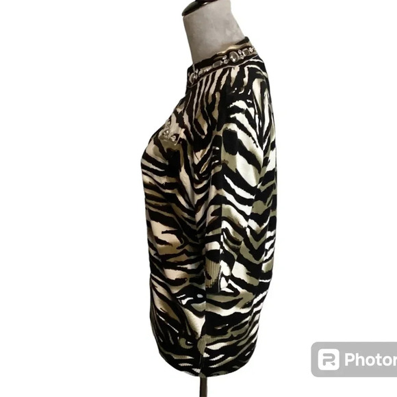 Just B sweater womens SZ L 90’s vintage sequins mobwife reptile print - Picture 3 of 8